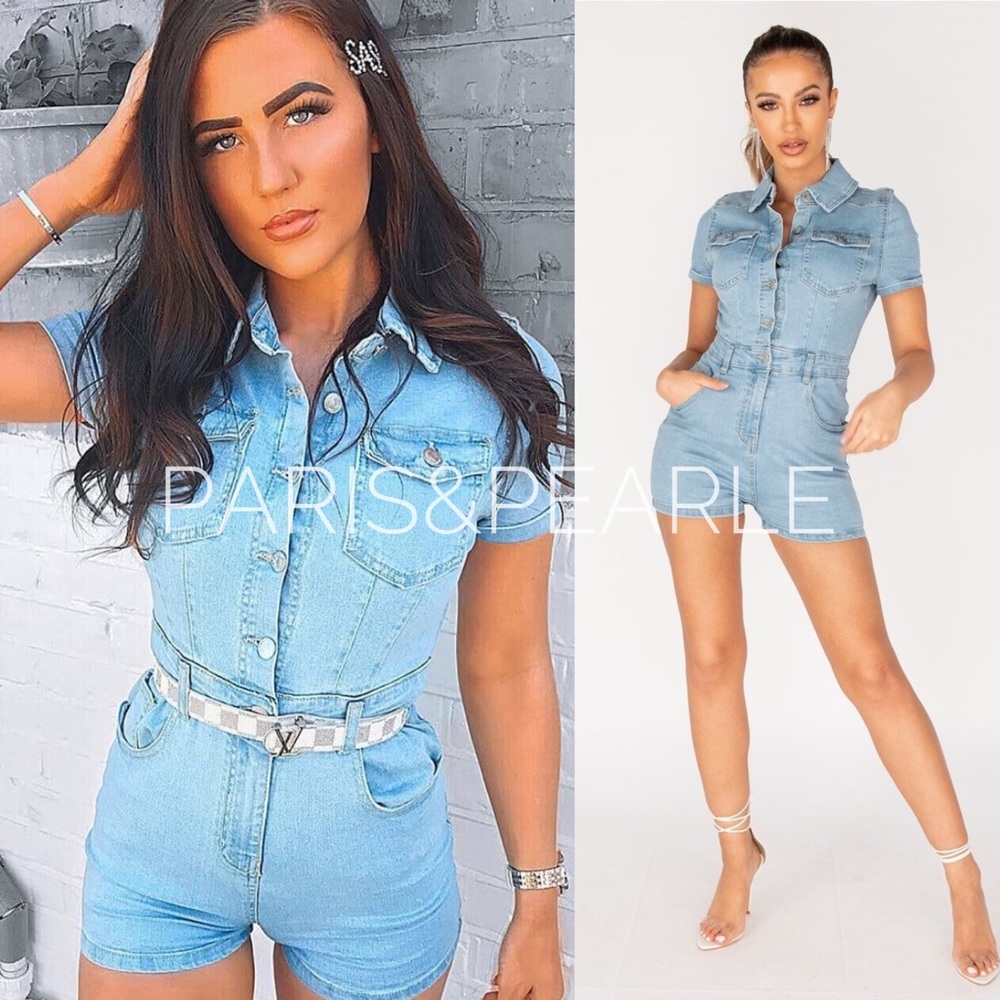 5⭐ Juliette Denim Button Front Denim Romper
